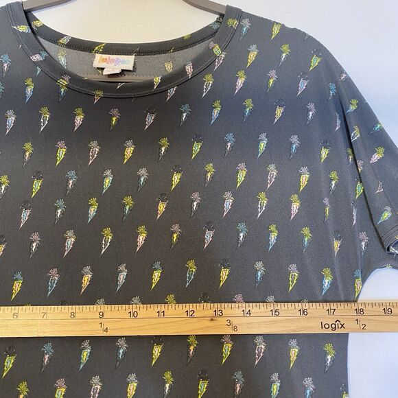 LuLaRoe T-Shirt Maxi Dress S Gray Short Sleeve Jersey Stretch Flowing Slinky - Picture 4 of 7